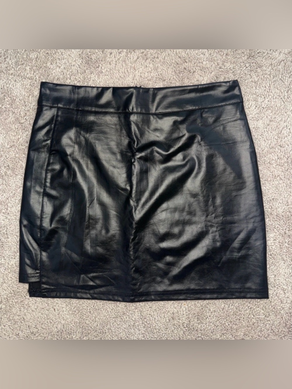 SHEIN Black Faux Leather Mini Skirt